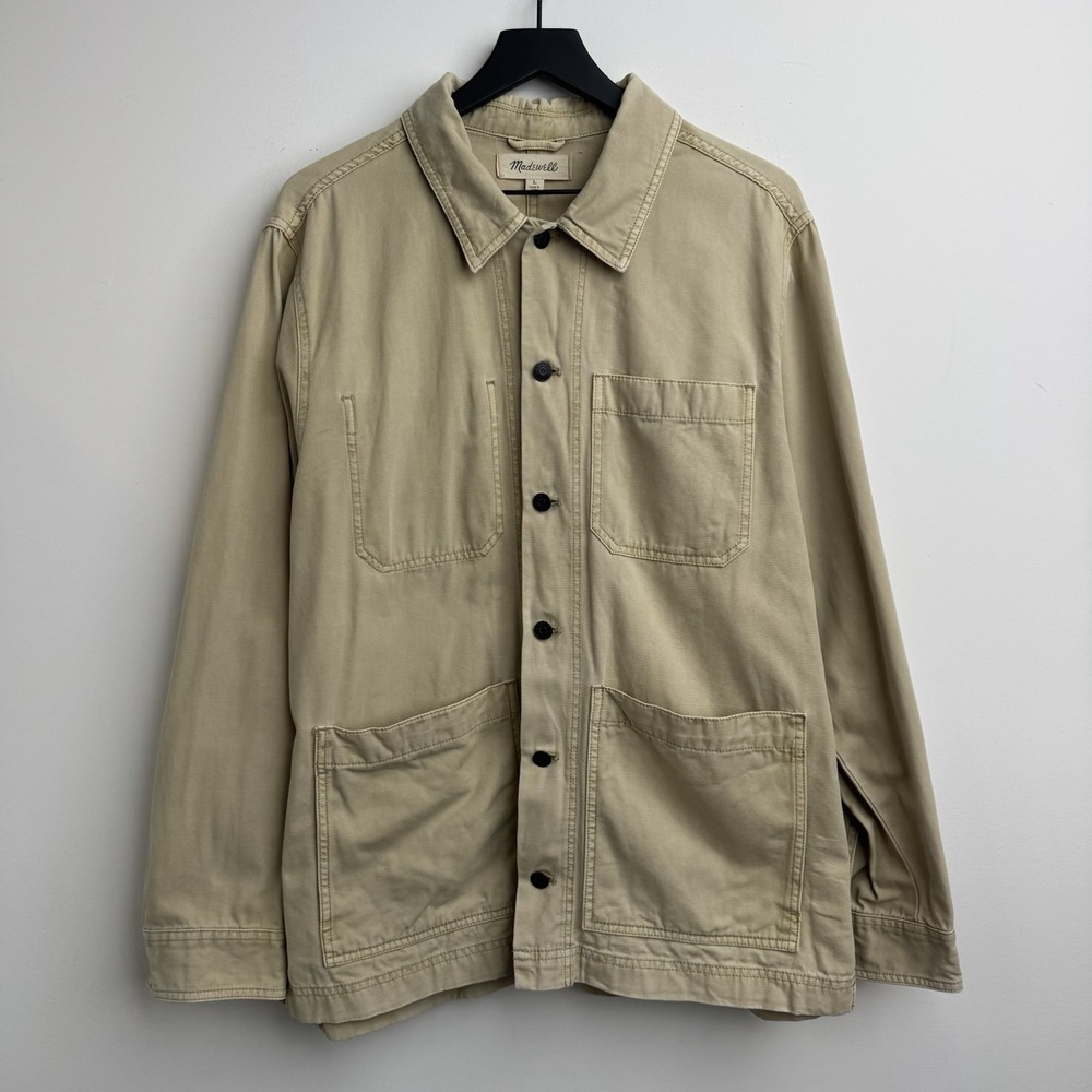Madewell Chore Coat Mens L Brown Khaki Field Barn Jacket Cotton Button Work